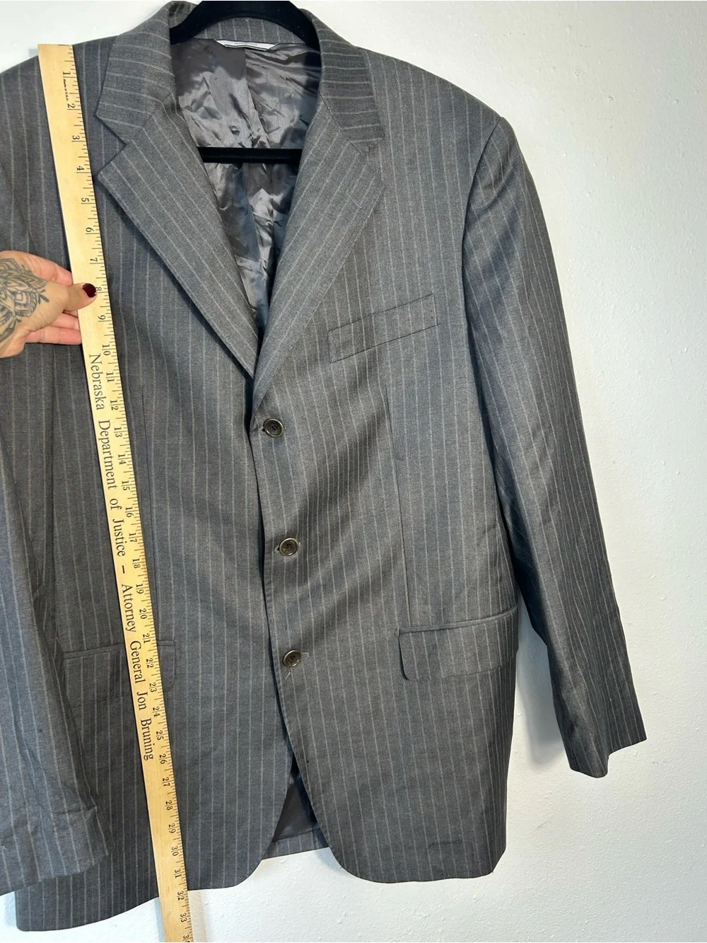 Barneys New York Gray Pinstripe Suit Jacket - Picture 7 of 10